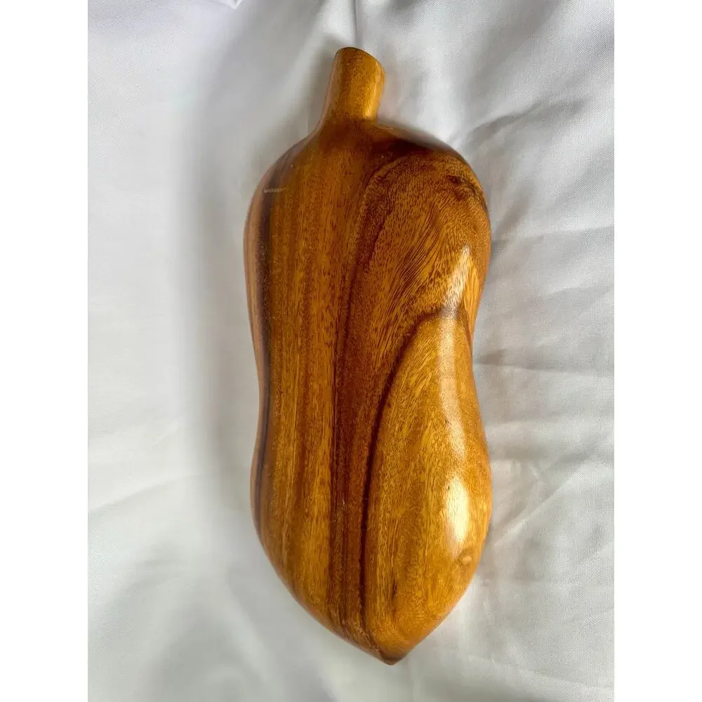 Vintage Acacia Wood Leaf Divided Serving Tray 2 Section Snack Bowl Boho Decor